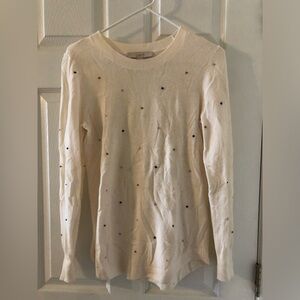 Loft Cream Sweater with multicolor dots, XS